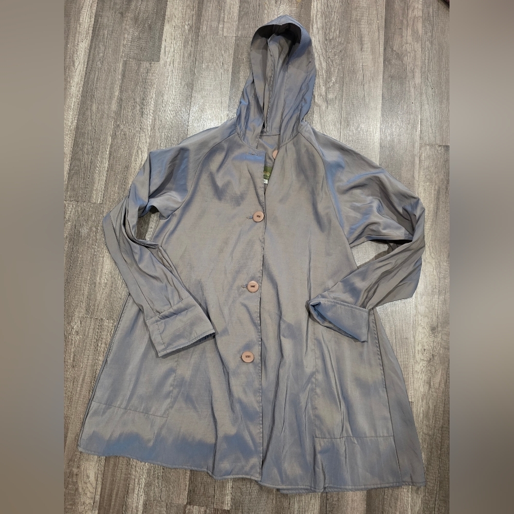 MARALYCE FERREE Designer Irridescent Hooded Coat Jacket S Y2K Scarborough, Maine
